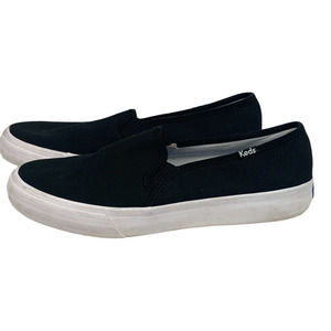 sz 7.5 Keds Womens Double Decker Slip On Sneakers Shoes Black White WF63480